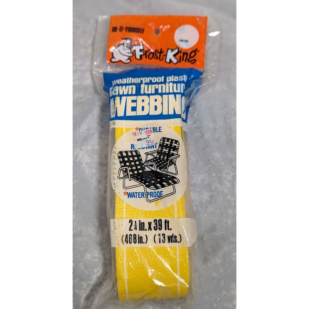 Frost King Lawn Chair Webbing  YELLOW #PW39G  2.25" Wide  Fade Resistant NOS